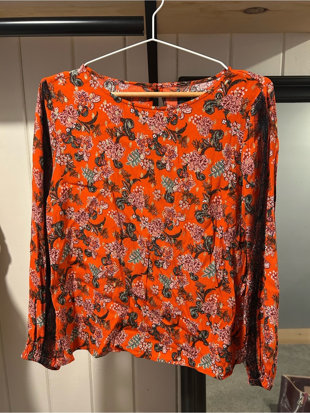 Jason‎ Wu Orange Floral Long-Sleeve Blouse